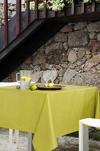 Mantel antimanchas rectangular Olimpia 50% algodón 50% poliéster, resinado y con Teflón de Dupont® - 150x300 - Liso verde