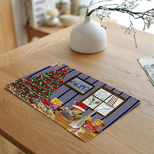 Mantel Individual de Cocina manteles Impresos Nuevo diseño manteles de Lino Santa Claus esteras Menaje de Cocina Mantel Individual al por Mayor (Color : 7828-6, Size : 32 * 42CM)
