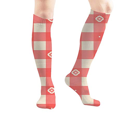 Mantel italiano de cuadros rojos y blancos abstractos para alimentos y bebidas, calcetines atléticos para mujeres y hombres, deportes, viajes, fiestas, etc. 19.7 pulgadas