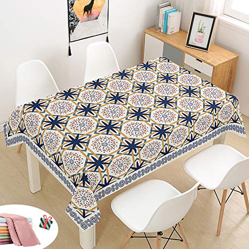 Manteles de Mesa Mantel, Morbuy Rectangular Impresión 3D Bohemia Impermeable Antimanchas Lavable Manteles para Comedor Cocina o Salón Decoración del Hogar (Beige Geometría,100x140cm)