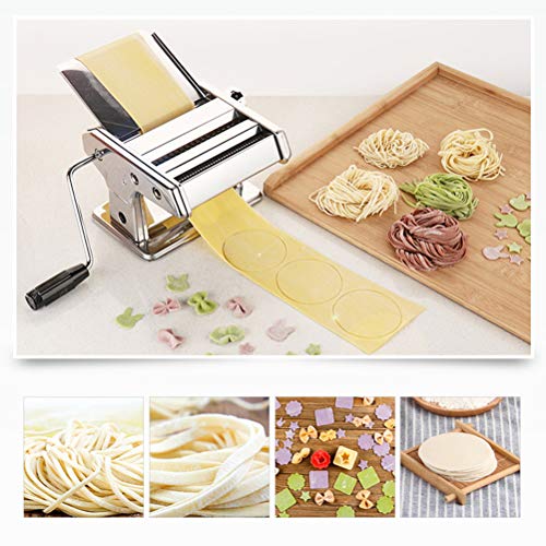Manual De Acero Inoxidable Fabricación De Pasta Fresca Máquina De Masa Hervida Cafetera, Fideos De Corte For La Cocina Casera, For Fettuccine Fresco Espaguetis Lasaña Cortador De Fideos,2 knives
