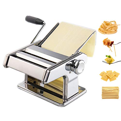 Manual De Acero Inoxidable Fabricación De Pasta Fresca Máquina De Masa Hervida Cafetera, Fideos De Corte For La Cocina Casera, For Fettuccine Fresco Espaguetis Lasaña Cortador De Fideos,2 knives