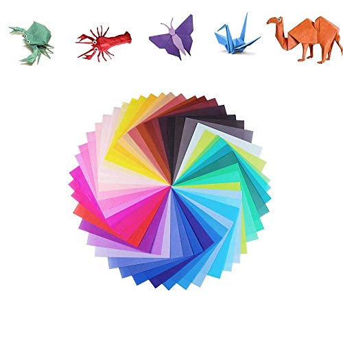 Manualidades de Origami con Papel Para Niños, 250 hojas 50 Colores Vivos Doble cara cara Papel Para Origami Para Proyectos de Arte y Manualidades - Juego de Origami Animado