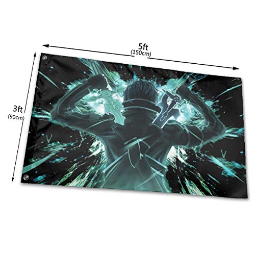 MaoMaoYongHui Sword Art Online Colorfast Durable Hermosas Banderas de jardín al Aire Libre Banderas al Aire Libre 3 x 5 pies