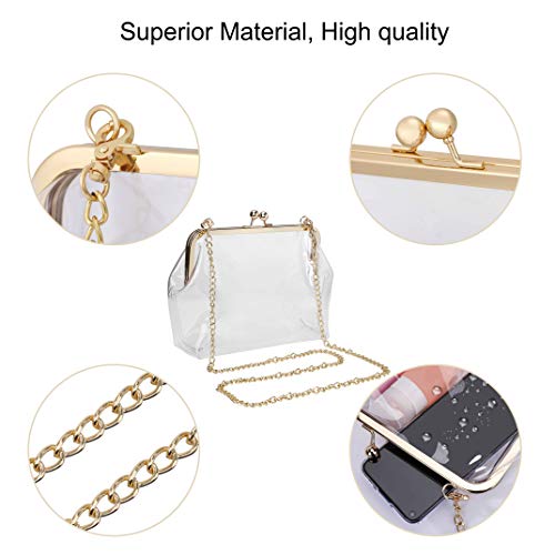 MaoXinTek Bolso de Hombro Transparente para Mujer, Bolso de Noche, Bolso Cruzado, Bolso de Hombro con Correa de Cadena de Oro Extraíble para Baile Escolar, Fest, Conciertos, Eventos Deportivos