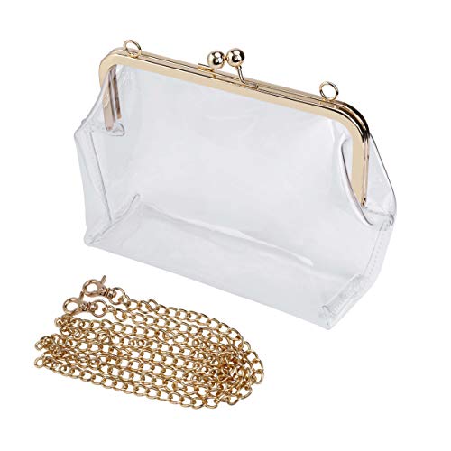 MaoXinTek Bolso de Hombro Transparente para Mujer, Bolso de Noche, Bolso Cruzado, Bolso de Hombro con Correa de Cadena de Oro Extraíble para Baile Escolar, Fest, Conciertos, Eventos Deportivos