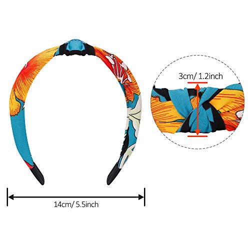 MaoXinTek Diademas de Pelo Anchas 10 Colores Boho Flor Impreso Elástica Turbantes de Nudo Bandas Diadema para Niñas Mujeres