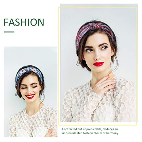 MaoXinTek Diademas de Pelo Anchas 10 Colores Boho Flor Impreso Elástica Turbantes de Nudo Bandas Diadema para Niñas Mujeres