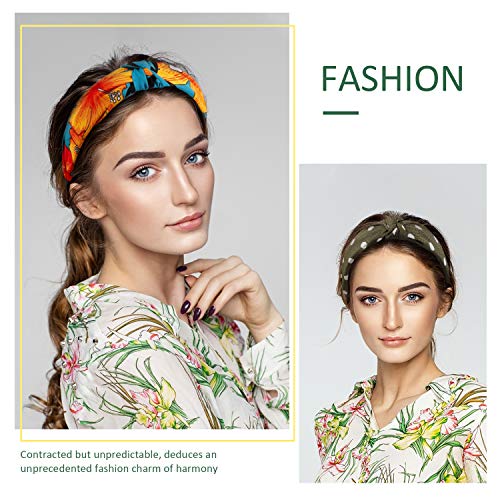 MaoXinTek Diademas de Pelo Anchas 10 Colores Boho Flor Impreso Elástica Turbantes de Nudo Bandas Diadema para Niñas Mujeres