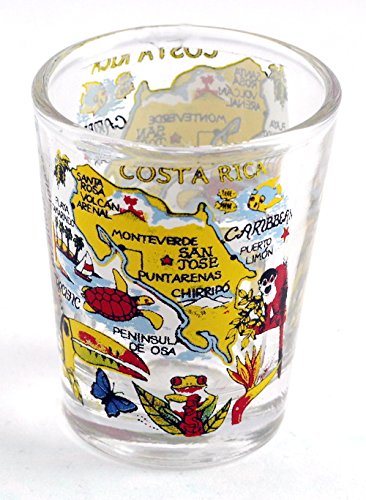 Mapa de Costa Rica amarillo vasos de chupito
