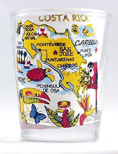 Mapa de Costa Rica amarillo vasos de chupito