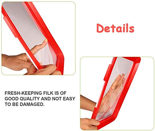 MAQRLT Food Shell Preservación, Caja De Almacenamiento De Plástico Elástico para Healthy Película Comida Sello Hebilla De Vacío Reutilizable para Comida De Preservación (Rojo) (4)