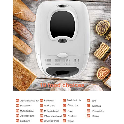Máquina Automática Para Hacer Pan Con 19 Programas, Bandeja Antiadherente Y Panel Táctil Digital, 3 Tamaños De Pan Y 3 Colores, Temporizador De Retardo De 15 Horas, 1 Hora Para Mantener El Calor