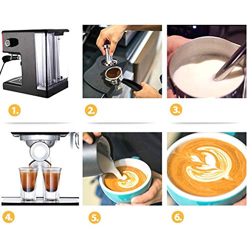 Máquina de café Espresso Máquina de café de 15 Barras Cafetera de Acero Inoxidable con Vara for Hacer Espuma de Leche, Paquete con Jarra de espumación de Leche Gratis, for Capuchino, café con Leche y