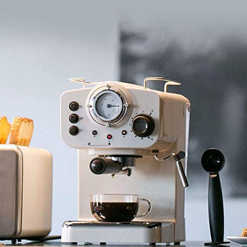 Máquina de café espresso Retro completa en la máquina semiautomática de acero inoxidable de 15 bar con burbujeo leche, empaquetado con accesorios gratis para café capuchino, café con leche y moka