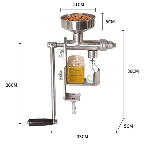 Máquina manual de prensa de aceite, extractor de aceite de acero inoxidable 304, extractor de aceite de semillas de nueces caseras, tamaño pequeño para cacahuete, coco, canola, sésamo, aceite de nuez