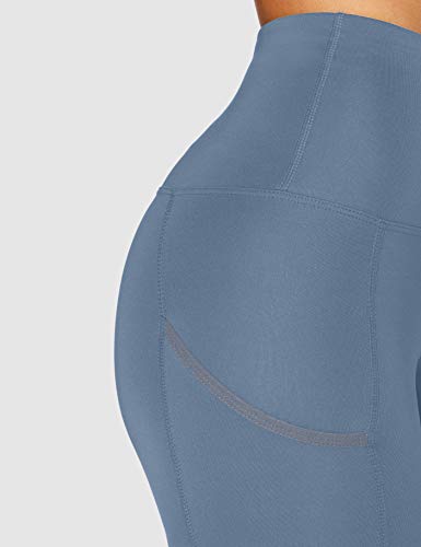 Marca Amazon - AURIQUE Mallas para Correr con Tiro Alto Mujer, Azul (China Blue), 36, Label:XS