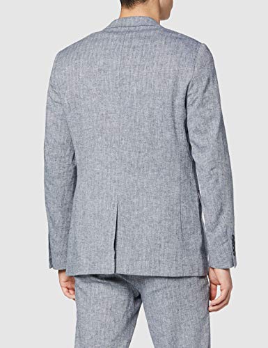 Marca Amazon - FIND Americana de Lino Hombre, Azul (Blue), 54, Label: 44