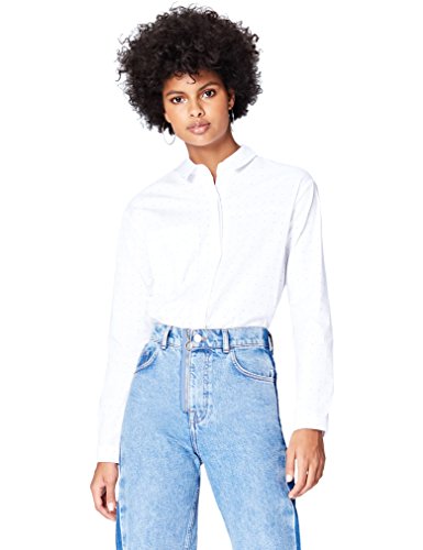 Marca Amazon - find. Blusa de Lunares para Mujer, Blanco (Spotted Print), 36, Label: XS
