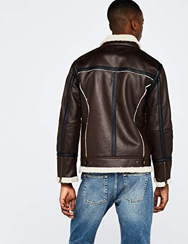 Marca Amazon - find. Chaqueta Aviador Hombre, Marrón (Chocolate brown Chocolate brown), M, Label: M
