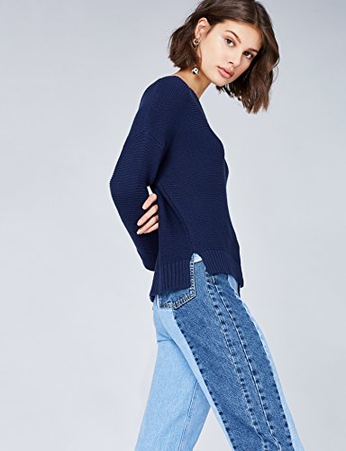 Marca Amazon - find. Jersey de Algodón para Mujer, Azul (Navy), 38, Label: S