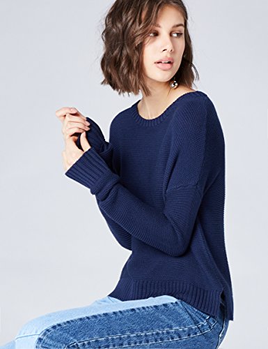 Marca Amazon - find. Jersey de Algodón para Mujer, Azul (Navy), 38, Label: S