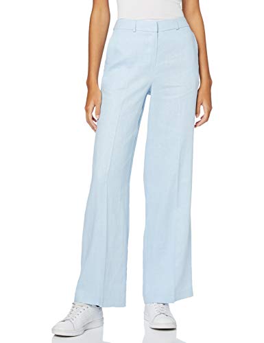 Marca Amazon - find. Pantalón Ancho de Lino Mujer, Azul (Sky Blue), 44, Label: XL