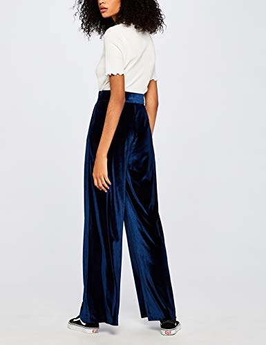 Marca Amazon - find. Pantalón Pierna Ancha Terciopelo Suave Mujer, Azul (Blue), 44, Label: XL