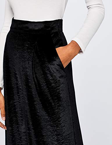 Marca Amazon - find. Pantalón Pierna Ancha Terciopelo Suave Mujer, Negro (Black), 36, Label: XS