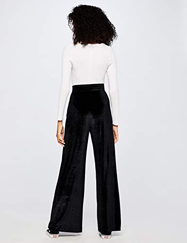 Marca Amazon - find. Pantalón Pierna Ancha Terciopelo Suave Mujer, Negro (Black), 36, Label: XS