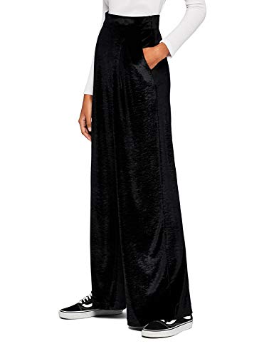 Marca Amazon - find. Pantalón Pierna Ancha Terciopelo Suave Mujer, Negro (Black), 36, Label: XS