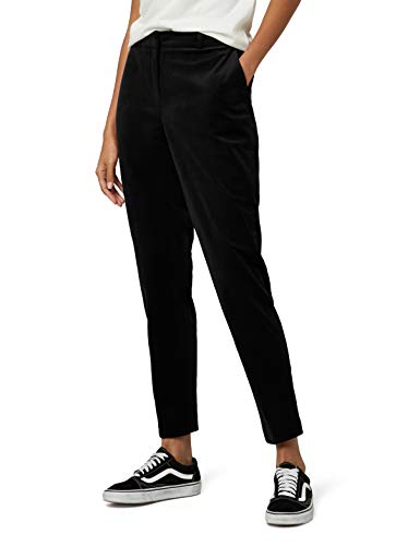 Marca Amazon - find. Velvet Trouser, Pantalones de Traje para Mujer, Negro (Black), 42, Label: L