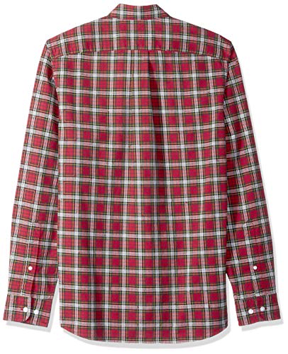Marca Amazon – Goodthreads – Camisa Oxford de manga larga a cuadros de corte entallado para hombre, Multiolor (Red/ Green Tartan), US M (EU M)