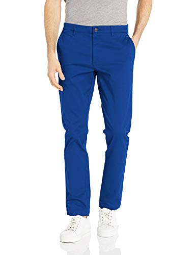 Marca Amazon - Goodthreads - Pantalón chino elástico de corte entallado, con efecto lavado y cómodo para hombre, Azul brillante, 28W x 28L