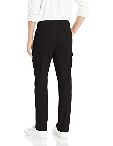 Marca Amazon - Goodthreads - Pantalones cargo rectos y cómodos para caballero, elásticos, antidesgarros, Negro (Black Bla), 28W x 29L