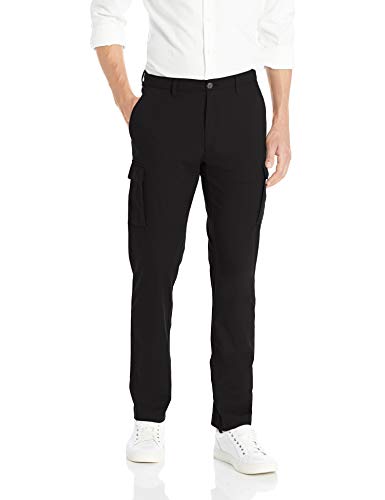 Marca Amazon - Goodthreads - Pantalones cargo rectos y cómodos para caballero, elásticos, antidesgarros, Negro (Black Bla), 28W x 29L