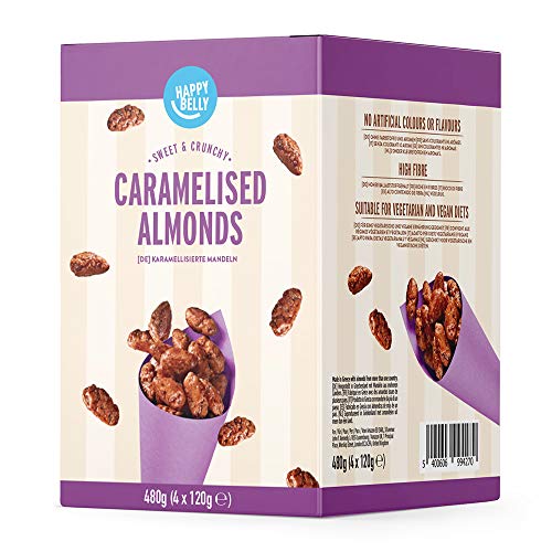 Marca Amazon - Happy Belly Almendras Garrapiñadas, 120g x 4