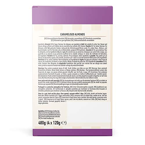 Marca Amazon - Happy Belly Almendras Garrapiñadas, 120g x 4