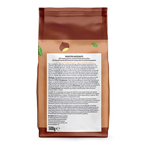 Marca Amazon - Happy Belly Avellanas tostadas sin sal añadida, 4x500g