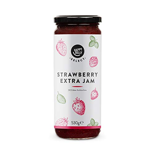 Marca Amazon - Happy Belly Select Mermelada extra con 75 % de fresa, 2 unidades de 530 g