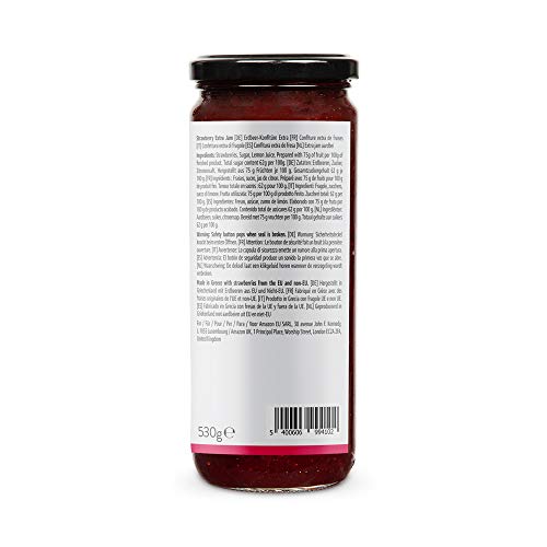 Marca Amazon - Happy Belly Select Mermelada extra con 75 % de fresa, 2 unidades de 530 g