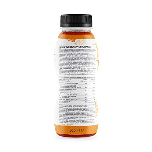 Marca Amazon - Happy Belly Select Té helado de mango y piña, 12 x 500 ml