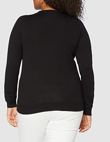 Marca Amazon - MERAKI Jersey de Algodón Mujer Cuello Redondo, Negro (Black), 40, Label: M