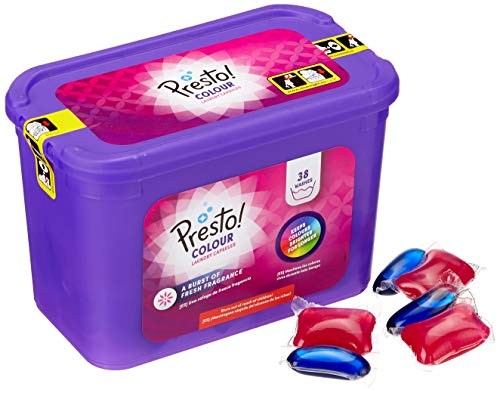 Marca Amazon - Presto! Detergente color en cápsulas, 152 lavados (4 Packs, 38 cada uno)