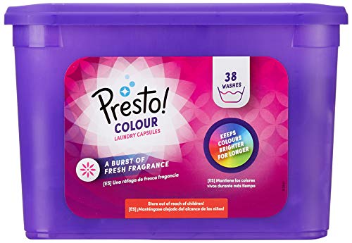 Marca Amazon - Presto! Detergente color en cápsulas, 152 lavados (4 Packs, 38 cada uno)
