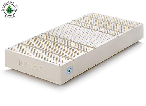 Marcapiuma - Colchón Látex Individual 90x190 Alto 20 cm - SEVENLIFE 20 - H2 Medio - 7 Zonas Ergonómico Antiácaros Antialérgico - Funda desenfundable Silver - 100% Fabricado en Italia