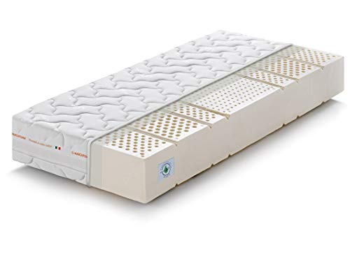 Marcapiuma - Colchón Látex Individual 90x190 Alto 20 cm - SEVENLIFE 20 - H2 Medio - 7 Zonas Ergonómico Antiácaros Antialérgico - Funda desenfundable Silver - 100% Fabricado en Italia