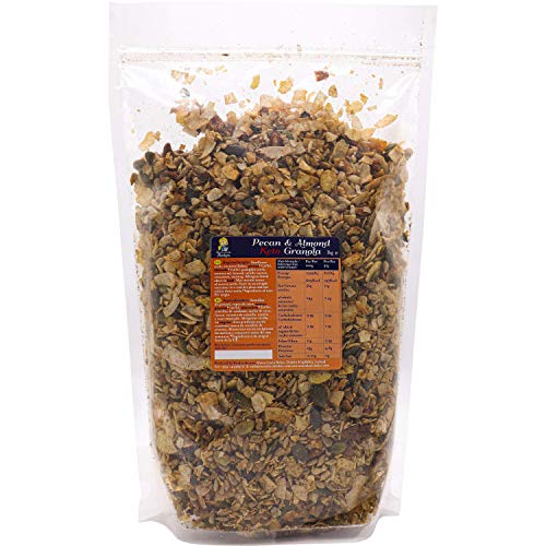 Maria Lucia's Keto Granola 1KG, Pecana y Almendra – Bajo en Carbohidratos – Sin Gluten – Sin Azúcar, Sal o Aceite de Palma – Alta fibra – Cereal de desayuno saludable y natural – LCHF – Bolsa de 1 kg