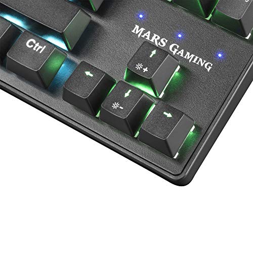 Mars Gaming MKXTKL, teclado mecánico switch rojo, LED 5 colores 10 efectos, PT