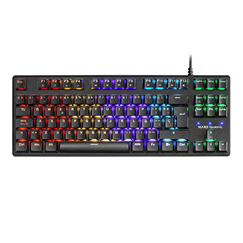 Mars Gaming MKXTKL, teclado mecánico switch rojo, LED 5 colores 10 efectos, PT